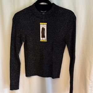 Hilary Radley Shimmering Black Long Sleeve Top